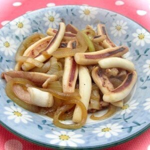 いかの一夜干しの玉葱の炒め物